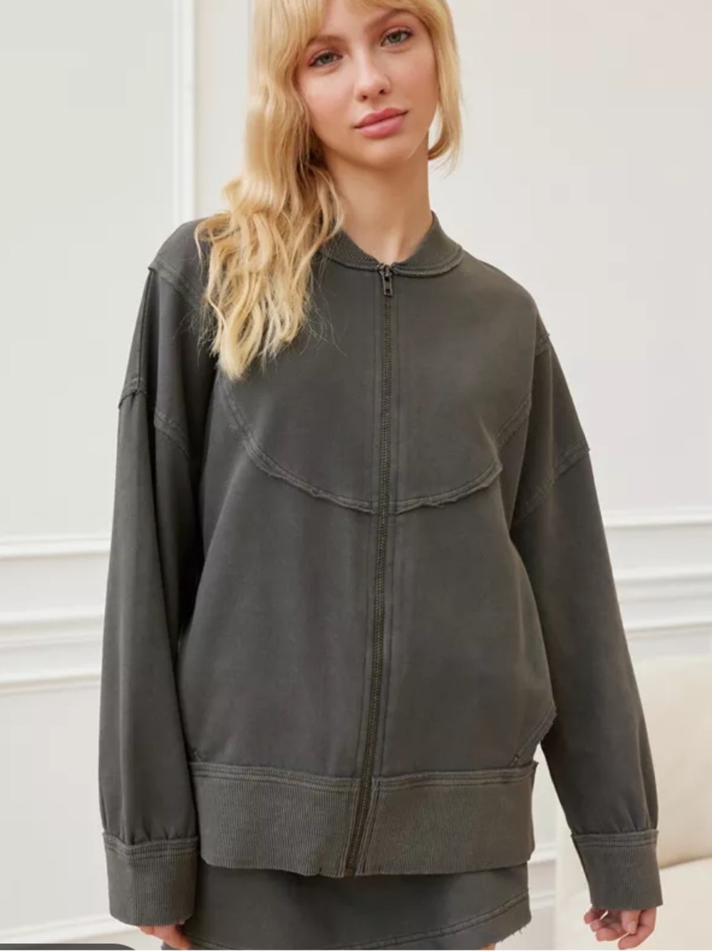 Urban Outfitters out from under oversized zip sweatshirt gray XS
